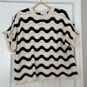 Bohme Black and Cream Wave Pattern Sweater